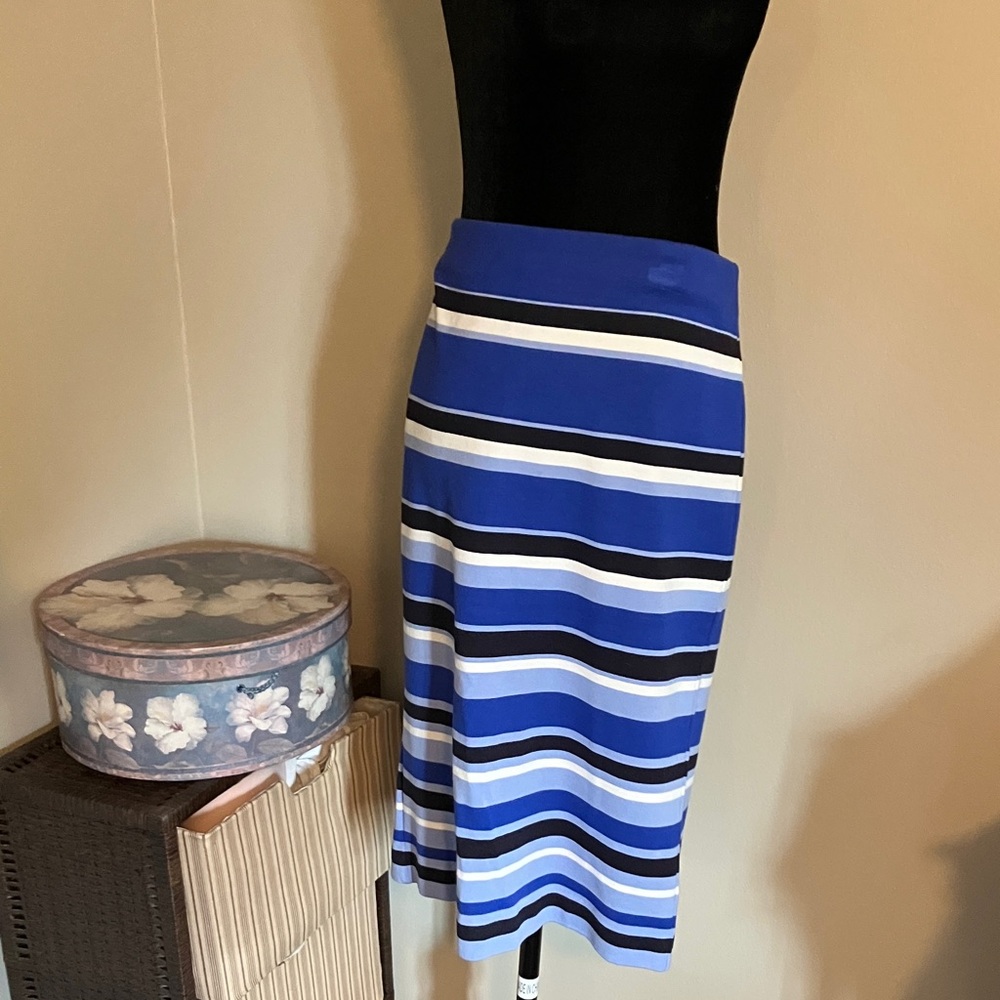 Ann Taylor Blue Striped Pencil Skirt